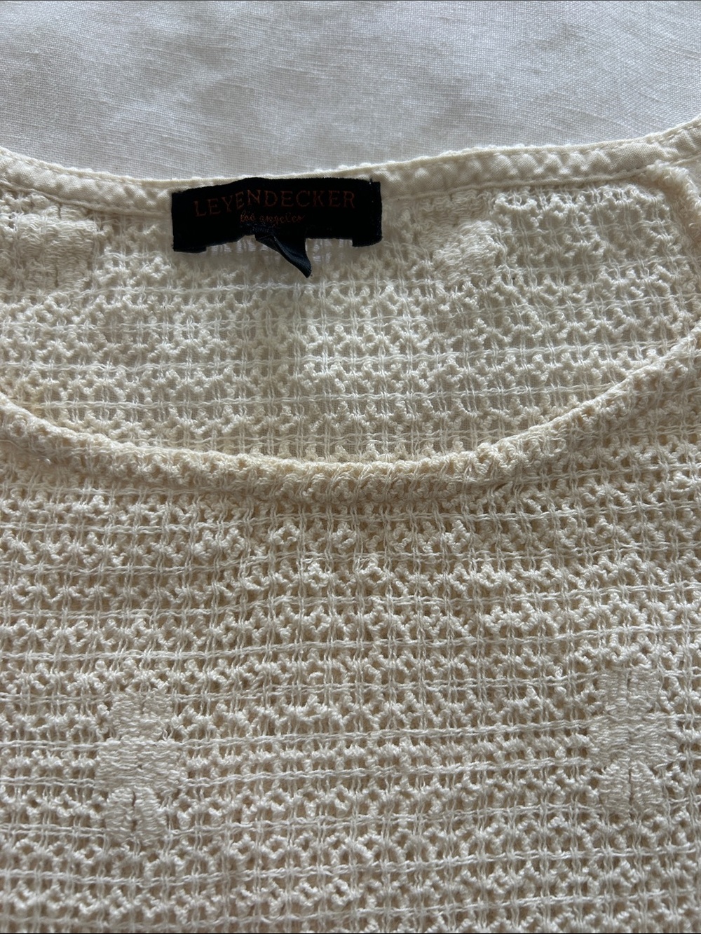 LeVendecker Cream Open-Weave Knit Top